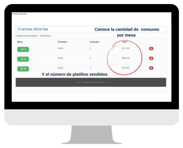 Terminal de caja en mostrador